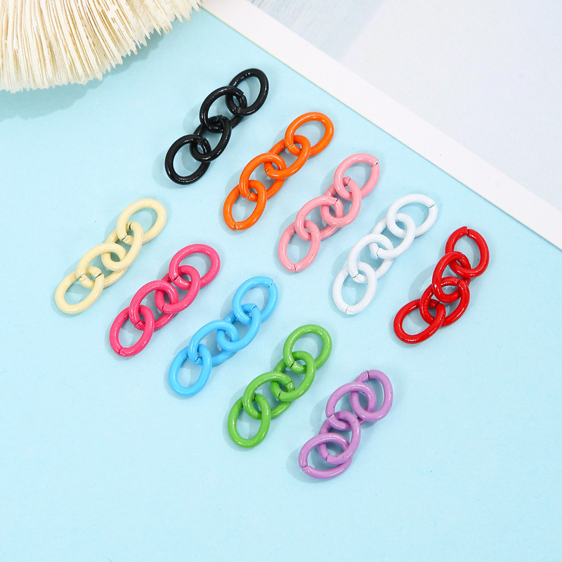 Wholesale Painted Four-Section Chain Keychain Tail Chain DIY Jewelry Accessories Material Keychain Tail Chain Iron Ring Extension Chain