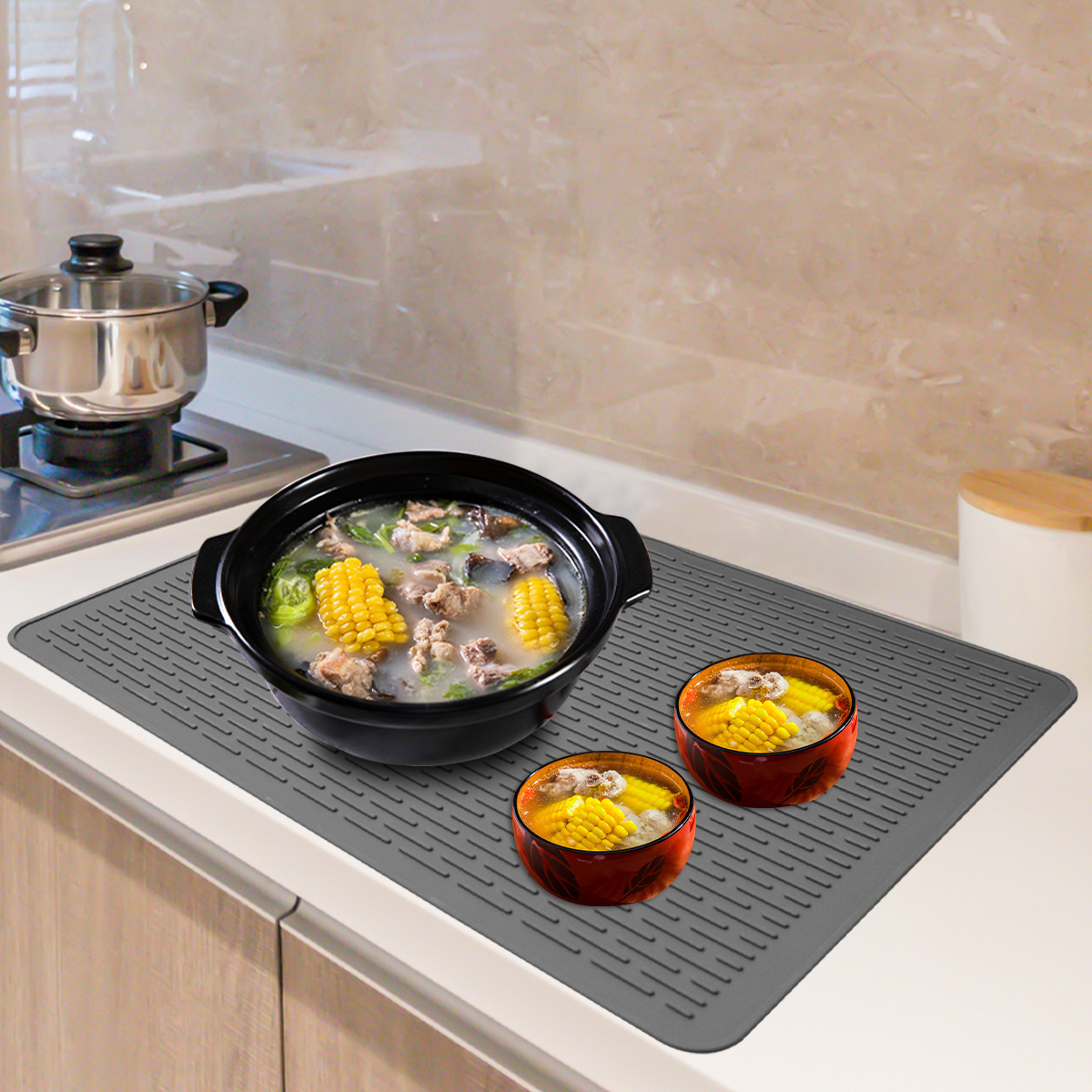 Alfombrilla de drenaje de silicona de cocina Alfombrilla de filtro de barra Alfombrilla de aislamiento térmico grande Alfombrilla de bar Alfombrilla de cama para mascotas antiescaldado plegable