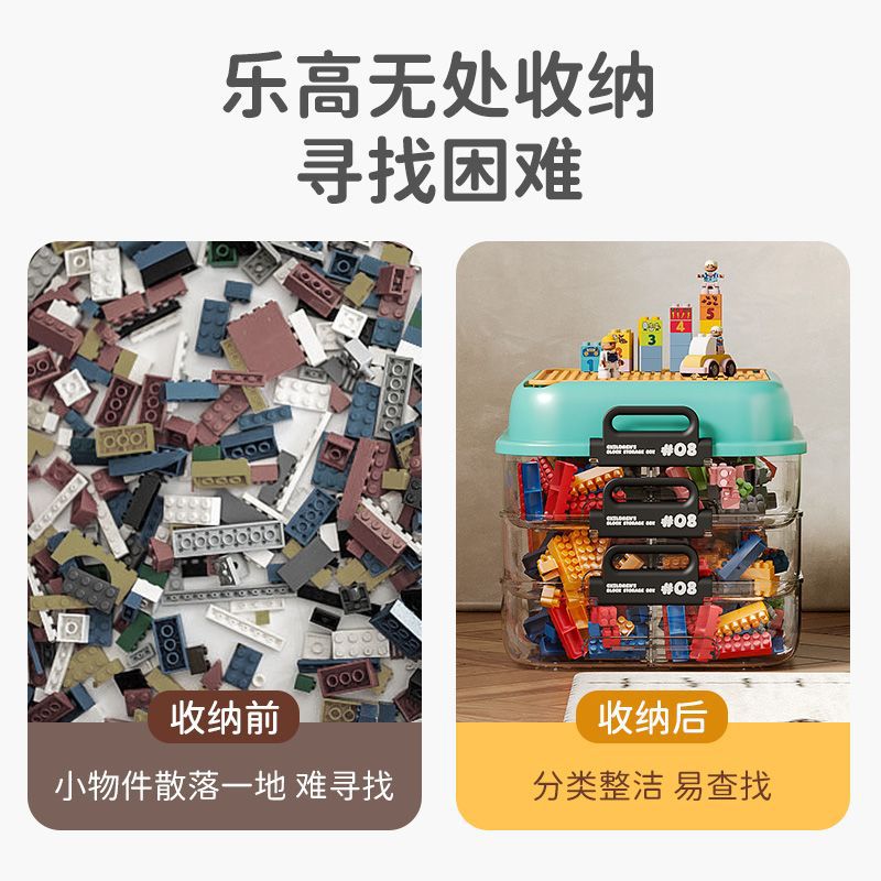Caja de almacenamiento de bloques de Lego multifuncional multi-capa clasificadora de rejilla magnética para juguetes infantiles ensamblaje caja de acabado a prueba de polvo