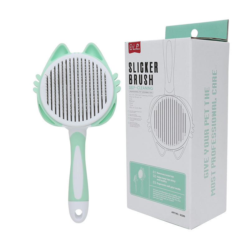 Peine para gatos para eliminar el pelo suelto, peine de agujas para gatos, peine con botón autolimpiante, peine para mascotas, peine para pelo de gato, especial para el cuidado de gatos.