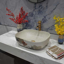 台上洗手盆景德镇盆防溅水陶瓷卫生间复古简约家用艺术单盆洗脸盆