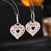 South Korean goods, retro earrings heart shaped, fashionable zirconium heart-shaped, micro incrustation