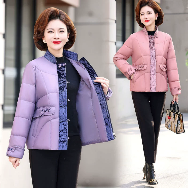 Модный Зимний пуховик для матери 2023, новое короткое хлопковое пальто в стиле Chanel для женщин среднего и пожилого возраста, хлопковое пальто