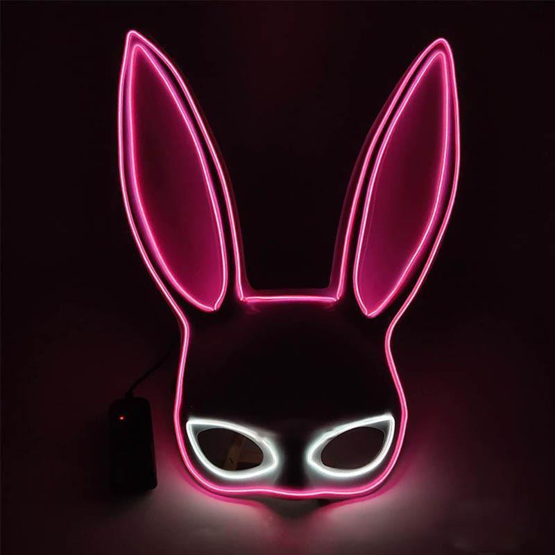 LED Bunny Girl Bar Show Bungee media cara máscara de conejo mascarada LED Halloween accesorios luminosos