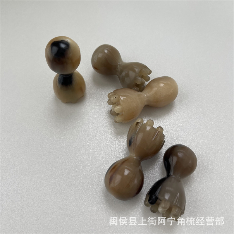 Horn Facial Massage Stick Lotus Pod Shape Hand Carved Guasha Tool for Face and Head overview
