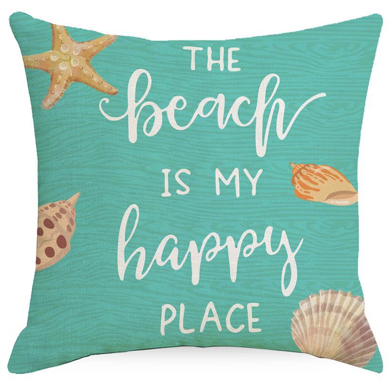 80g Weight Pillow Cases Home Textiles & Decor Type pillow case Event & Party Supplies Linen Material letter, Ocean Pattern Simple Style, Classic Style, Commute Style Simple Style Classic Style Commute Letter Ocean Linen Pillow Cases 2