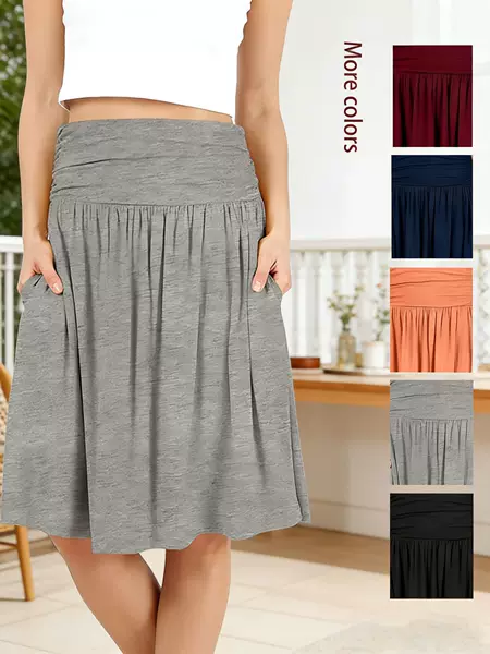 2026 Amazon Summer New Independent Brand European and American Tiktok Cross-Border Women's Pleated Pocket Slimming Skirt