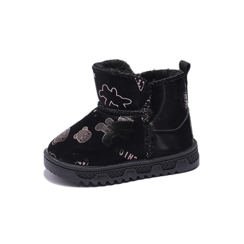 Botas de nieve para niños zapatos de algodón cálido para niñas invierno Nueva caricatura linda con forro polar botas cortas para niños pequeños y medianos