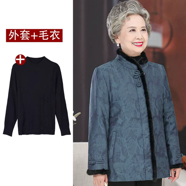 Tibetan blue+bottoming shirt