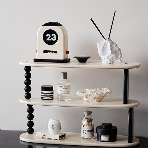 S588 Moyu Desktop Retro Multi-Function Storage Rack Ins Style Countertop Organizer Wooden Cup Perfume Storage