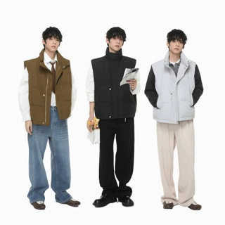 MTLCLOTHES男装|休闲户外纯色轻薄保暖无袖立领羽绒马甲简约百搭
