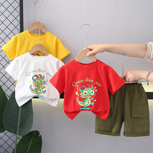 外贸儿童夏装男童时尚卡通宝宝短袖两件套潮童装中小童幼儿服装夏