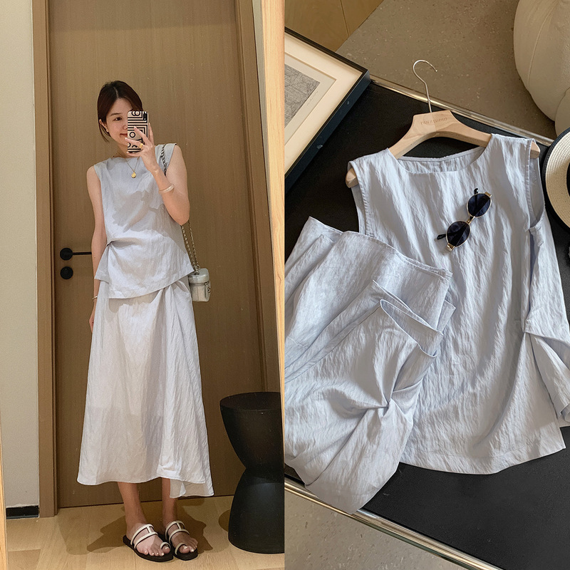 Dading自家製c*sと同じスタイル！ウエストツイスト90テンセルシャツとスカートスーツ夏気質ツーピースセット|undefined