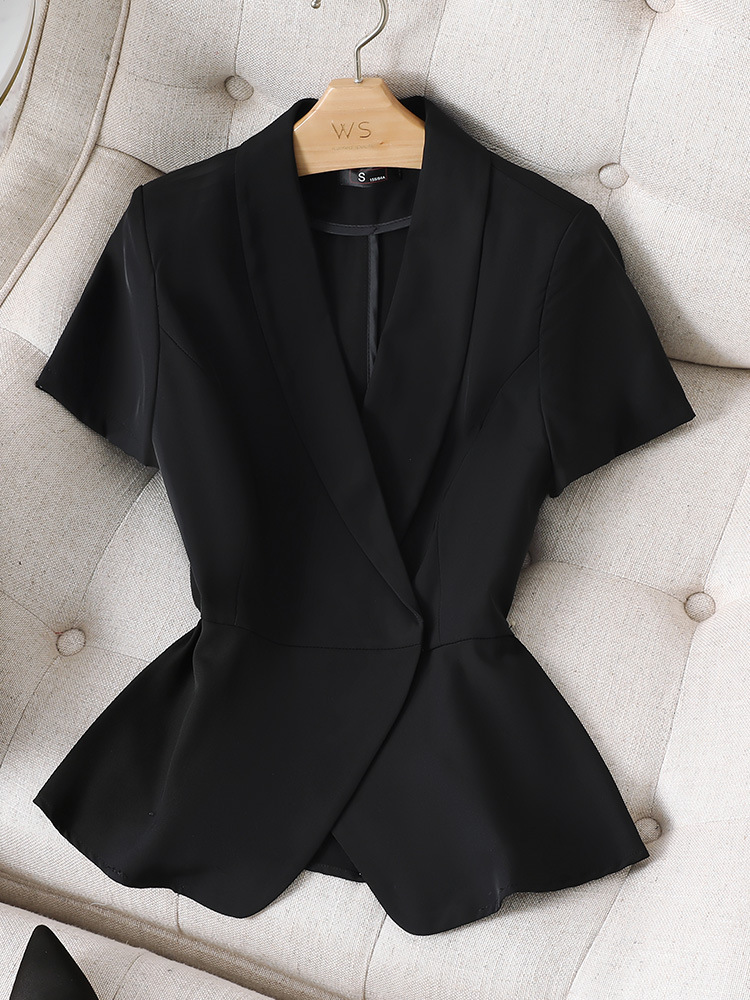 Women's Clothing Professional black suit jacket thin short sleeve temperament summer new professional suit suit lady work suit_mkmklike.com