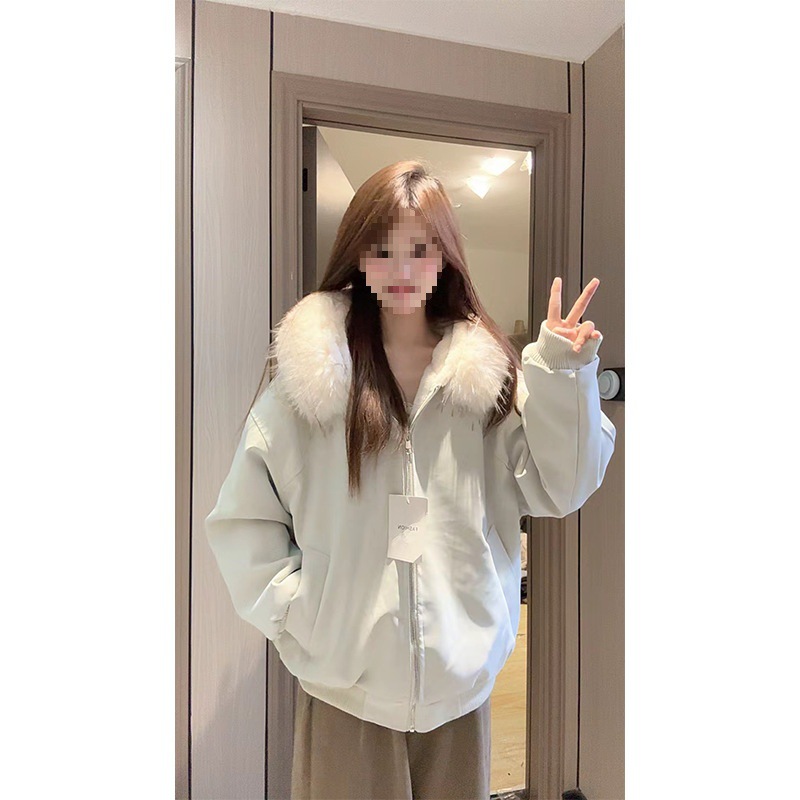 【800克重磅毛绒】可拆卸毛领加厚连帽座山雕保暖情侣夹克棉服