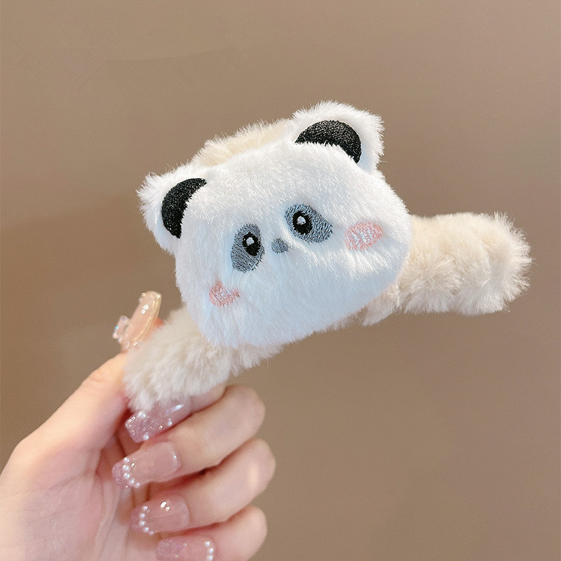 秋冬のかわいいアニメのぬいぐるみのウサギのパンダはクリップの後頭部のヘアピンの大きいサイズのサメの魚のクリップの量の多い女をつかみます。|undefined