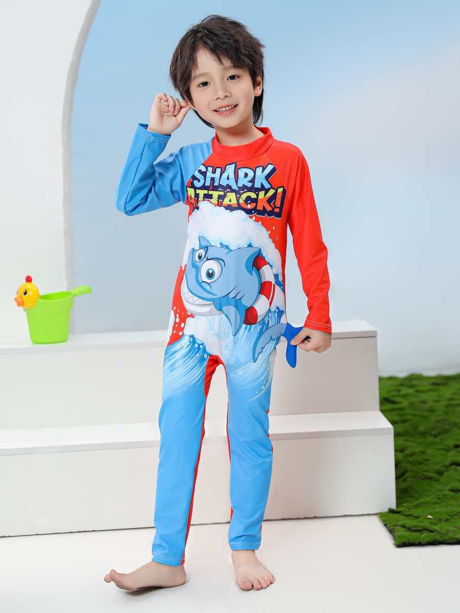Traje de baño para niños de comercio exterior, traje de natación de secado rápido con protector solar de manga larga para niños, traje de buceo para bebés, traje de surf al por mayor