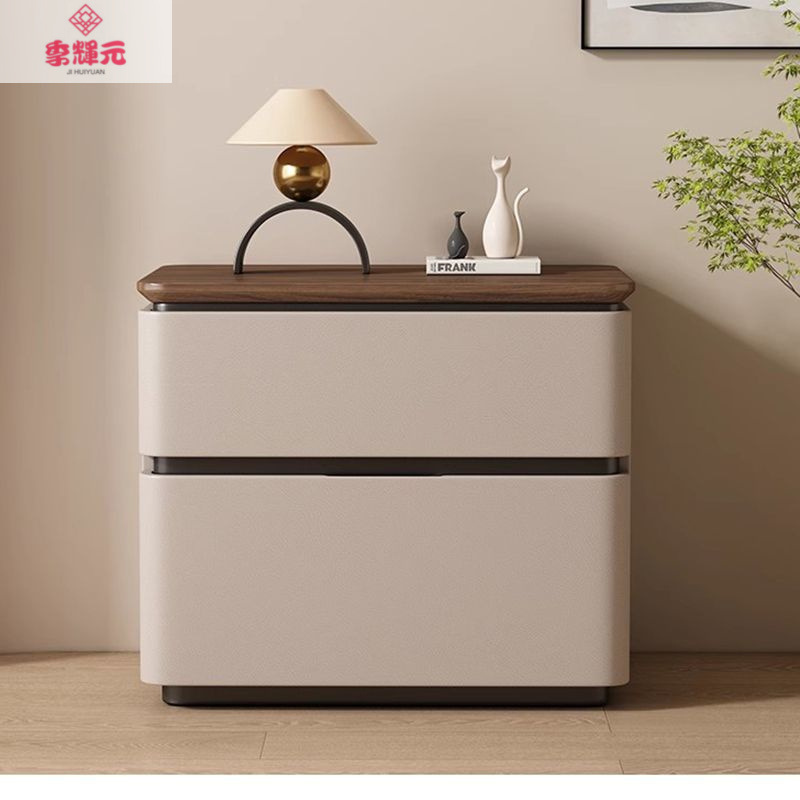 New Italian Minimalist Solid Wood High-End Bedside Table Bedroom Light Luxury Modern Home Simple Storage Bedside Table