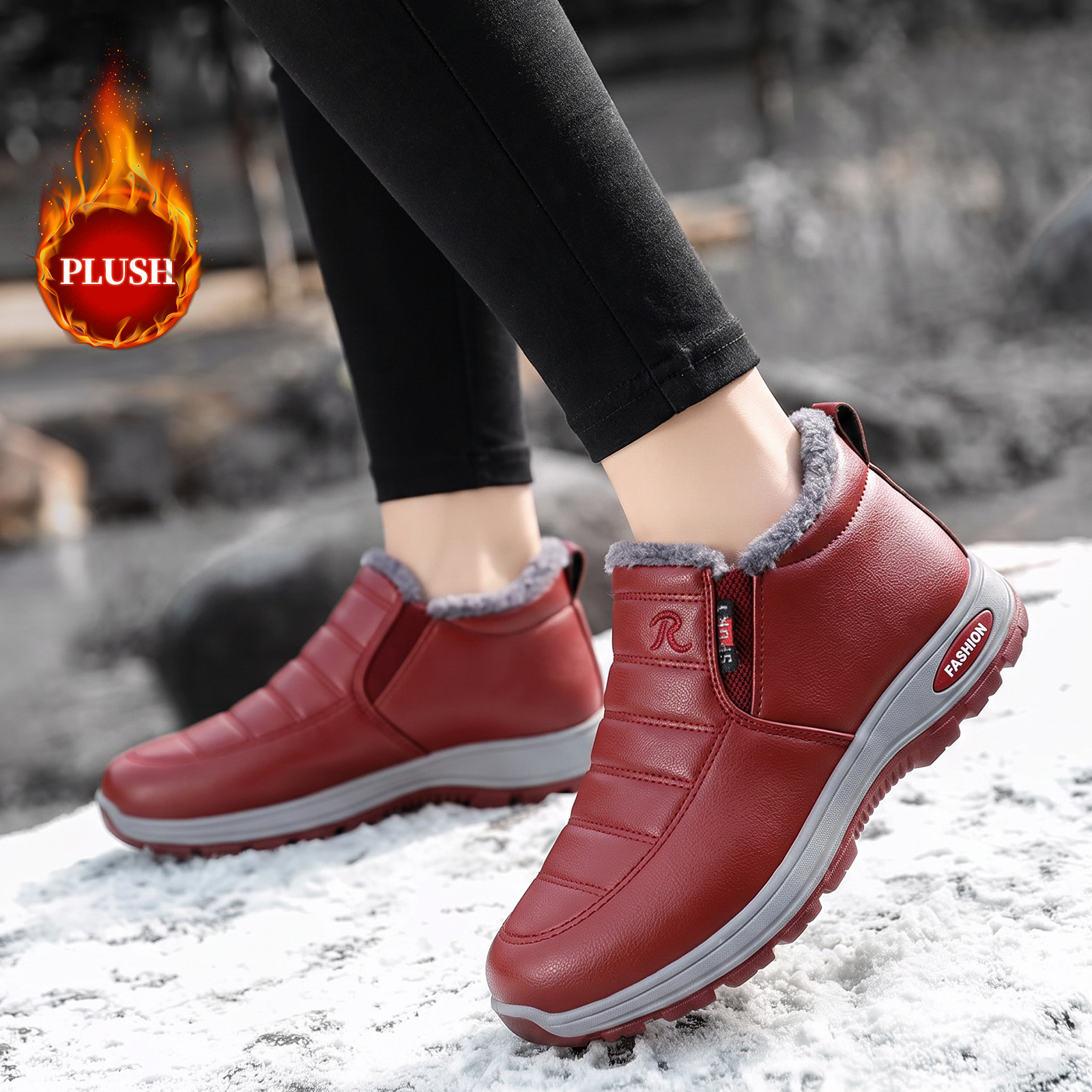 Zapatos de invierno de mujer zapatos de algodón de un pie zapatos casuales de mujer de suela gruesa, zapatos casuales de baja altura, al por mayor transfronterizos poco profundos image 1