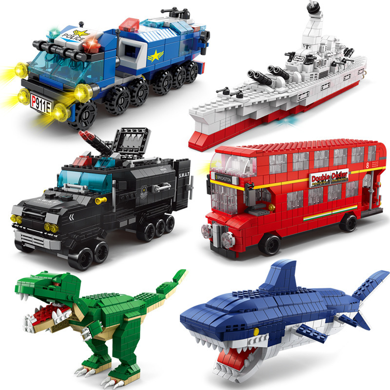 [Wholesale delivery] Lele Brothers Building Blocks Children's Educational military special police tank assembling building blocks toy gift