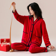 睡衣女秋季纯棉长袖春秋款2025年新款高级感韩版简约甜美家居服套