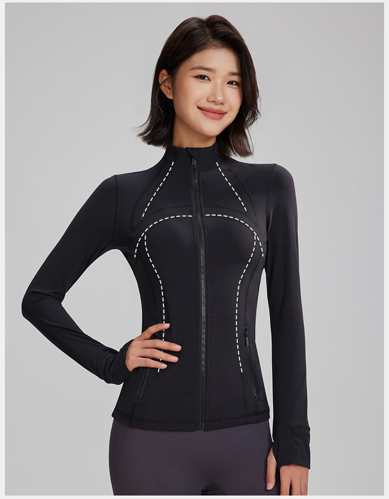 Stand-up Collar Yoga Clothes, Thin High-end Pilates Fitness Top, Fitness Clothes For Women_desvips.com