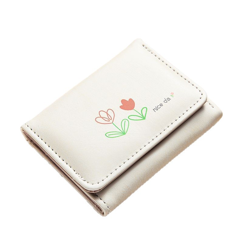 Tulipan bolso de cambio en simple lindas mujeres tres plegables corto multi-tarjeta bolso de tarjetas 2 - en - 1