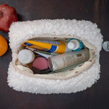 工厂新品泰迪绒羊毛绒间棉化妆包 秋冬季多色可爱手拿便携化妆包