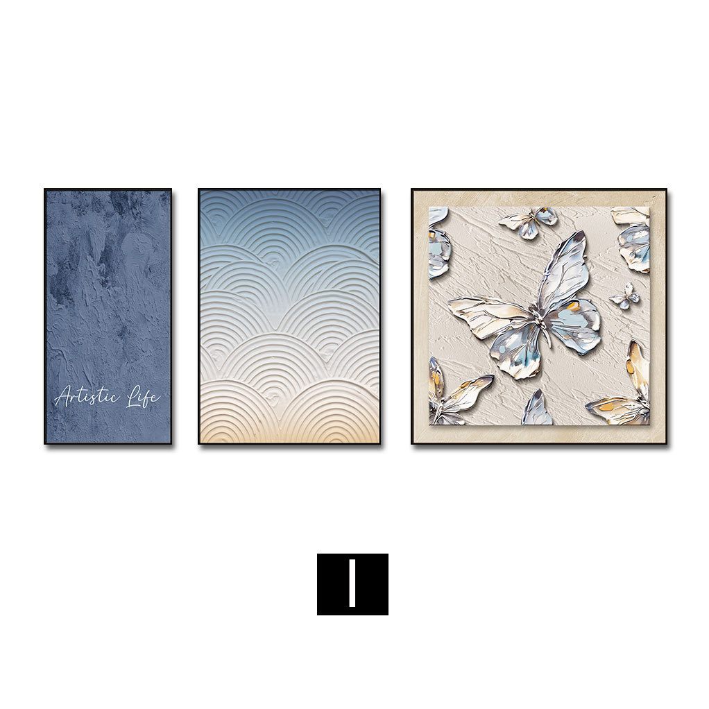 Sala de estar Sofá Fondo pared Pintura decorativa Pintura triple Colgante Pintura de diamantes estrella de cuero Estilo crema Pintura abstracta