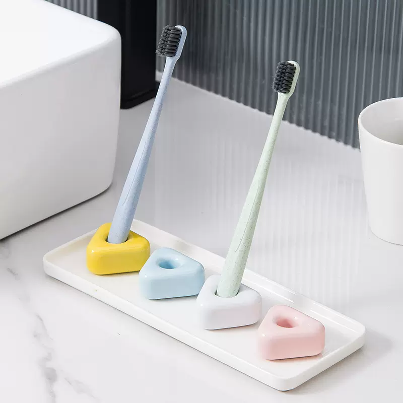 三角形牙刷架牙具座 家用陶瓷牙刷插座 创意酒店浴室礼品洗漱用品