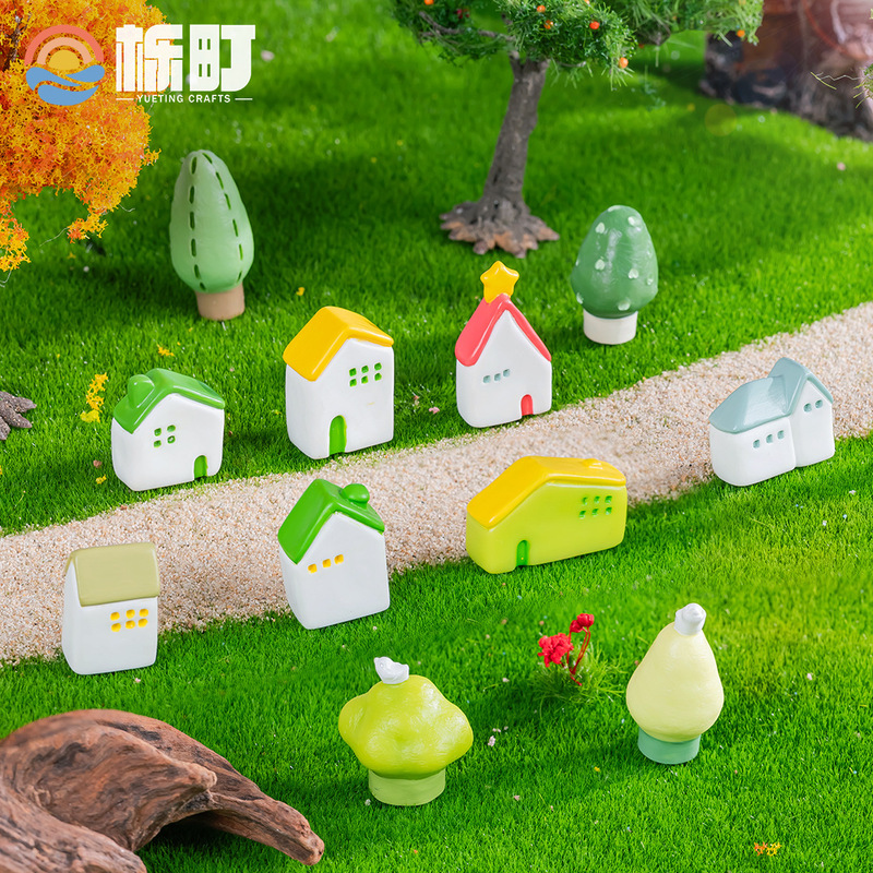 マイクロ風景フリーハンドスタイルおとぎ話のキャビンハウス樹脂工芸品 diy 装飾アクセサリーデスクトップ小さな装飾品|undefined