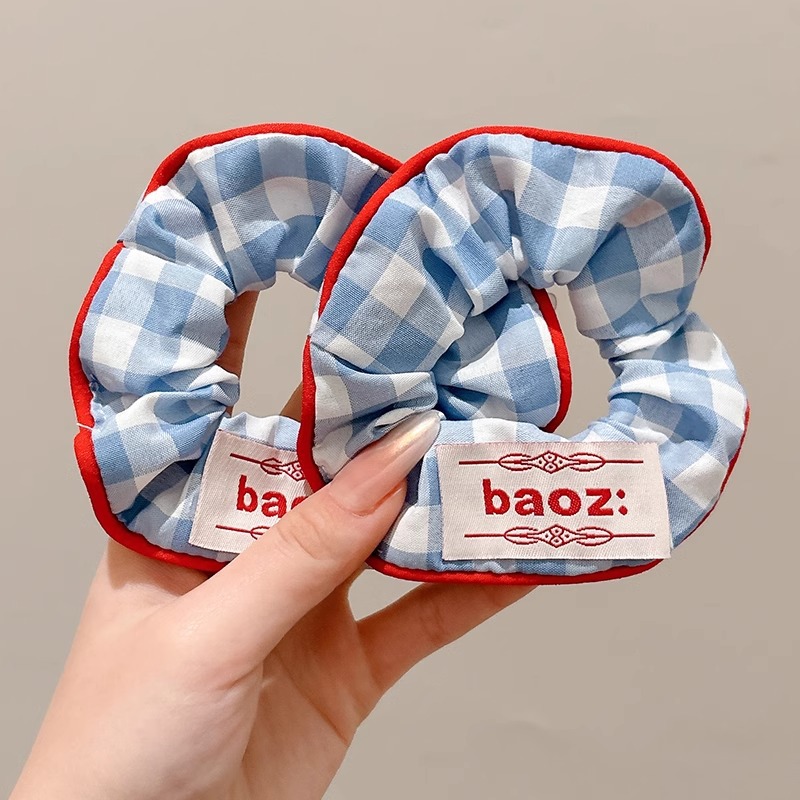 Inswind fresco dulce intestino grueso anillo de cabello de alta sensación azul y blanco cuerdas de cabello cuerdas de cabello de cola de caballo