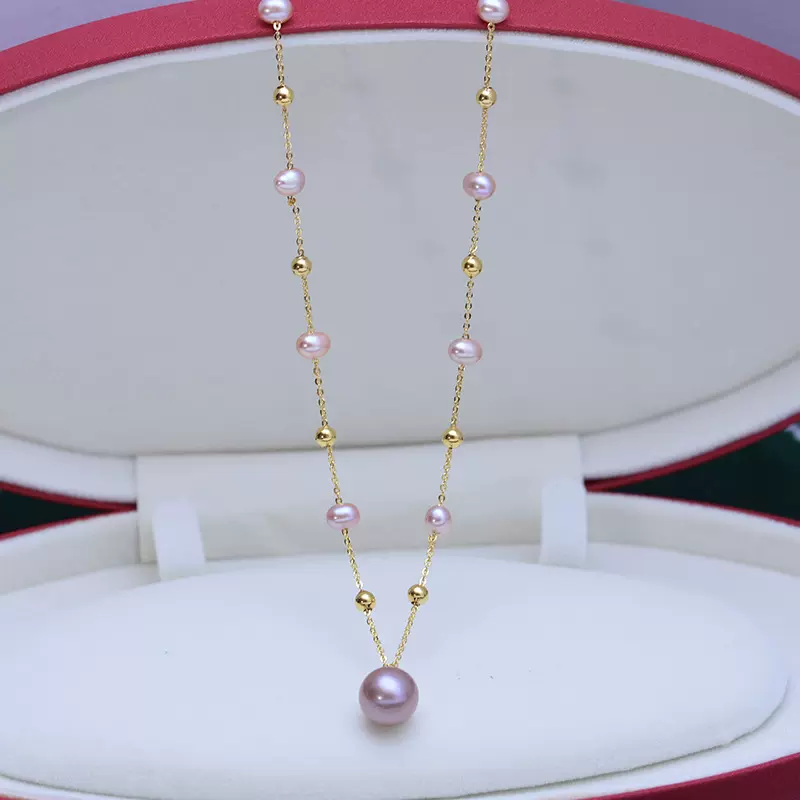 诸暨爱迪生淡水满天星项链吊坠18K包金精致时尚批发跨境直播直供