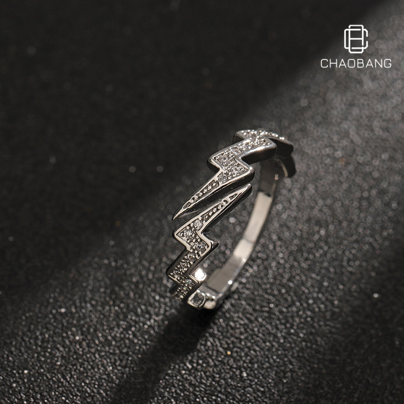 Lightning Ring for Men, Niche Design, Unique and Versatile Ring, Adjustable, Niche Design, Trendy Jewelry