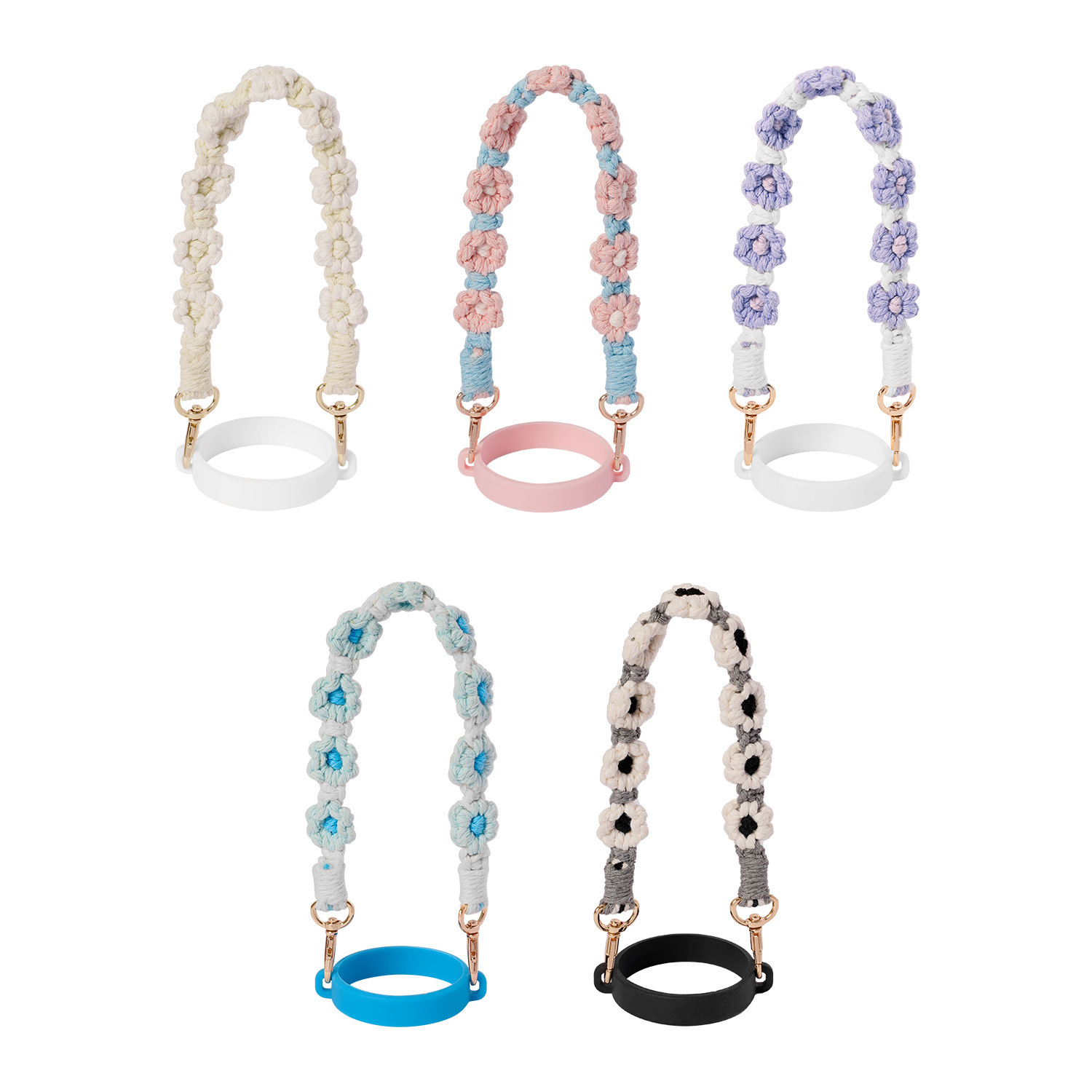 Amazon stanley pequeña margarita flor taza de agua cordón de grado alimenticio anillo de silicona cinturón de taza de agua portátil