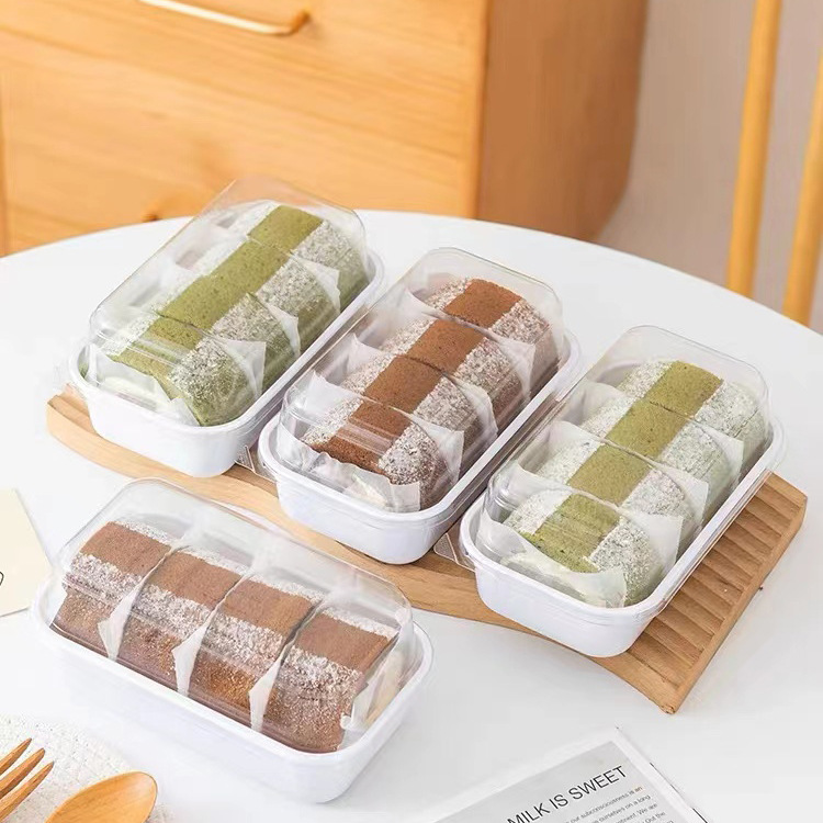 日式蛋糕卷包裝盒打包切塊瑞士甜品夢龍捲透明盒子中式糕點桃酥盒