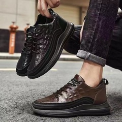 2024 Spring and Autumn New Foreign Trade Leather Shoes Men's Low-top Bean Shoes Middle-aged and Elderly Dad Shoes Soft Leather Foot Men's Shoes