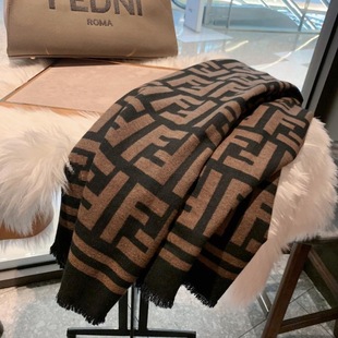 Ff Same Style High-End Scarf Women's Winter Warm Scarf 2024 New Versatile Imitation Cashmere Narrow Letter Shawl