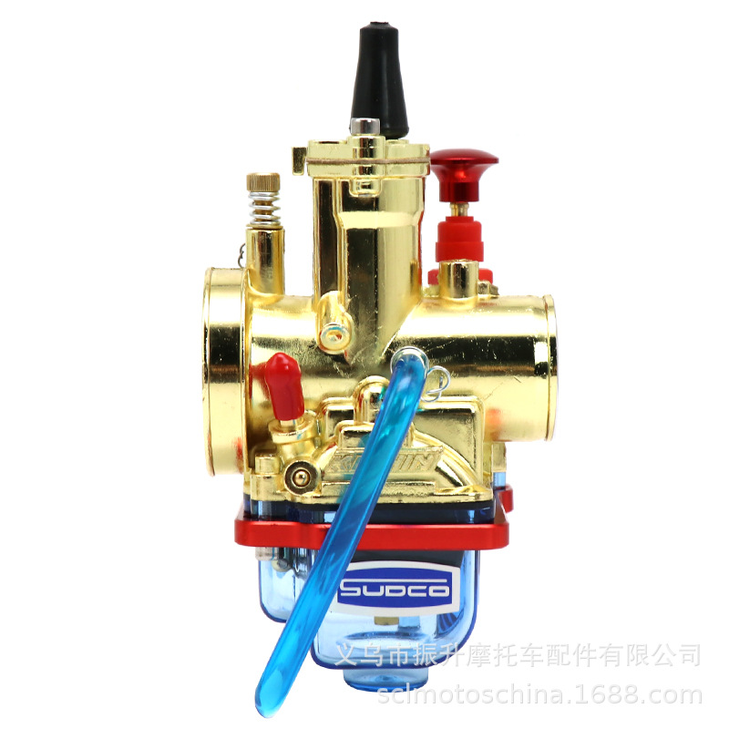 摩托车金色高速喷油化油器KEIHIN PWK28 30 32 34MM蓝色透明底壳
