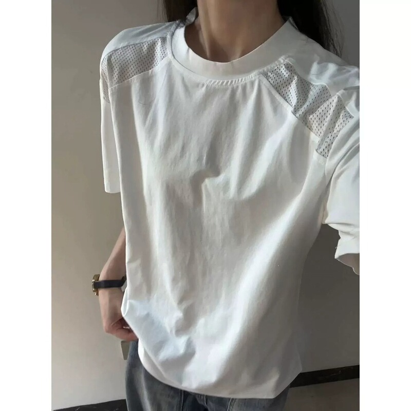 White mesh patchwork breathable quick-dry shirt for men, summer ice silk cool-feel short-sleeve t-shirt, outdoor sports cycling wear White mesh patchwork breathable quick-dry shirt for men, summer ice silk cool-feel short-sleeve t-shirt, outdoor sports cycling wear