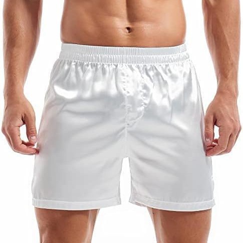 2025 New Men's Satin Boxer Briefs Casual Shorts Solid Color Pajamas Casual Silky Shorts Ready in Stock