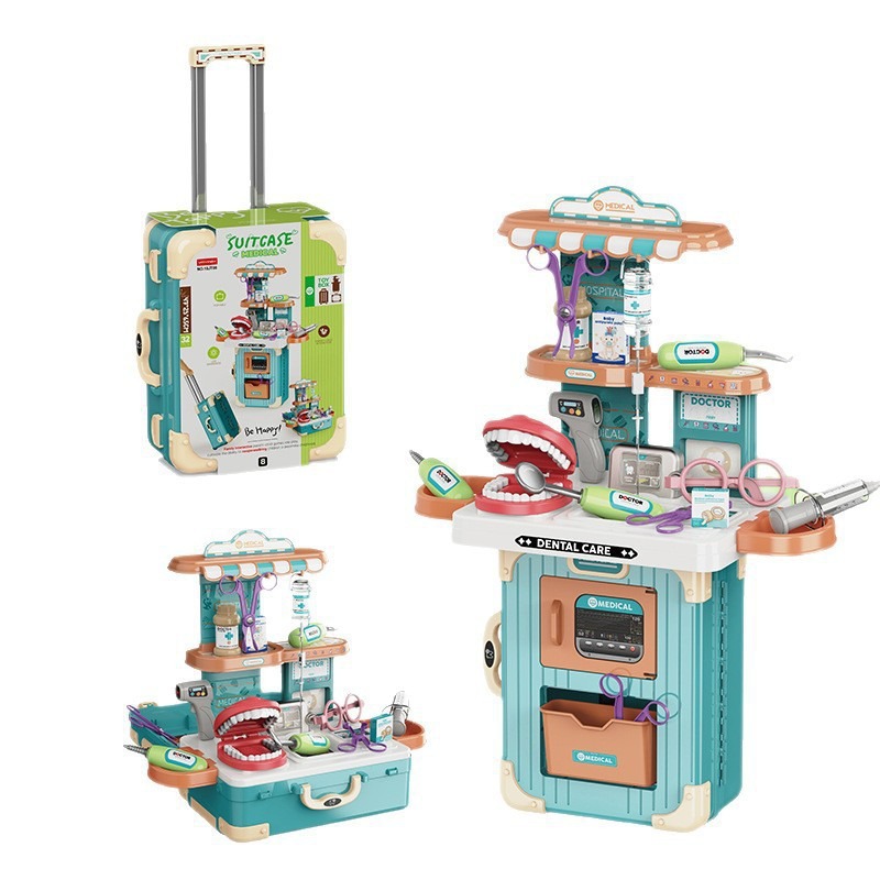 Comercio exterior 3 - en - 1 caja de tracción para niños herramientas de maquillaje utensilios de cocina maleta para perros juguetes caseros