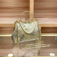 工厂批发高级质感古风旗袍包手工刺绣手提包串珍珠斜挎单肩包包