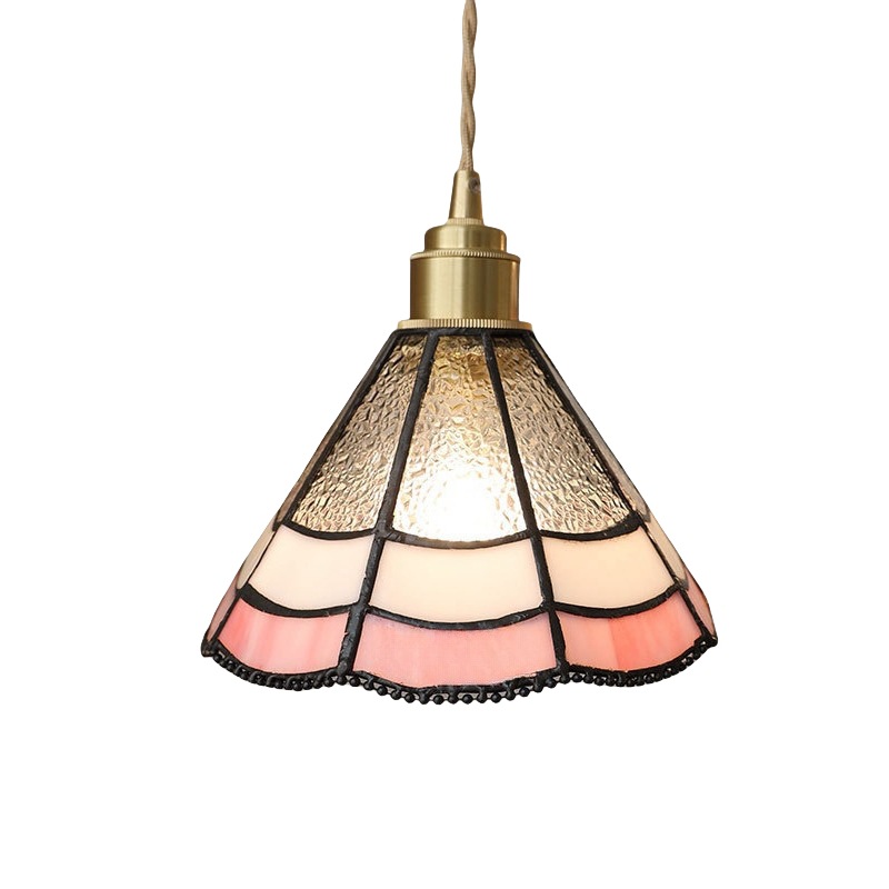 Tiffany Retro Latón Vidrio Antiguo Casa de familia junto a la cama Café Bar Restaurante Bar Salón de té Araña