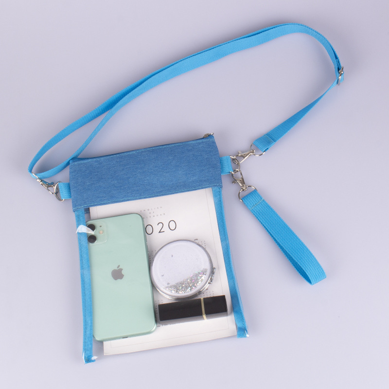 Transparent small bag vertical style lake blue