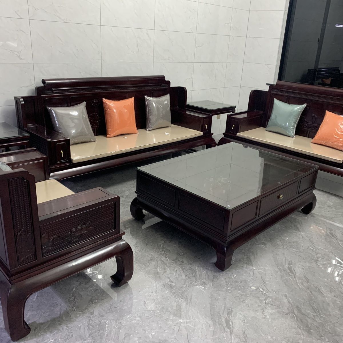 Dongyang Mahogany Furniture Yihewei Sofa Neoclassical Sofa 123 Style
