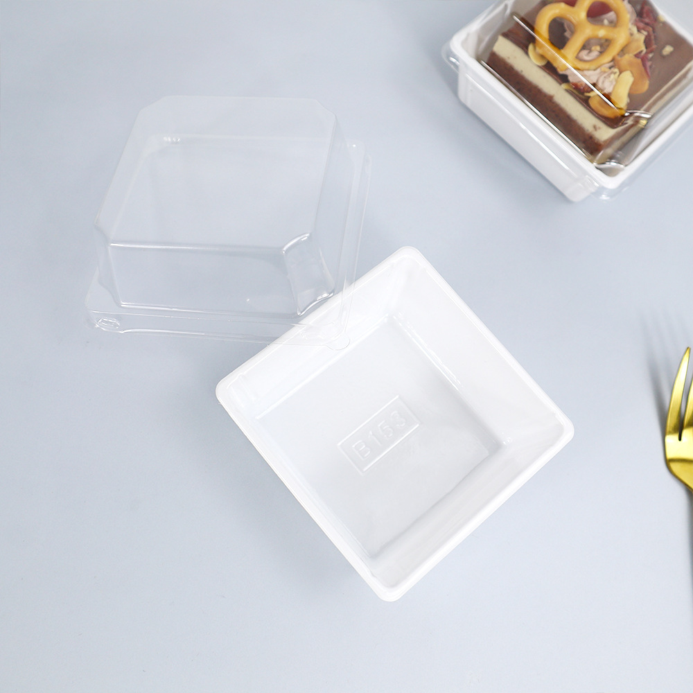 Caja de embalaje japonesa cuadrada de leche de coco congelada caja de tofu pan plástico transparente horneado blanco caja de embalaje de punto oeste