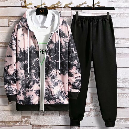 Autumn and Spring Men's Casual Long-Sleeve Fashion Quality Japanese Style Leisure Set Trendy Popular Open Jacket Sweatpants