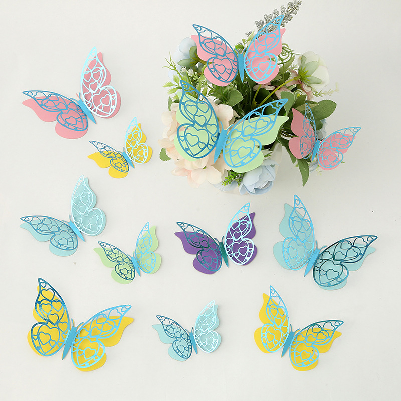 3d Decorative Hollow Butterfly Wall Stickers Double Layer Metal_voghion.com