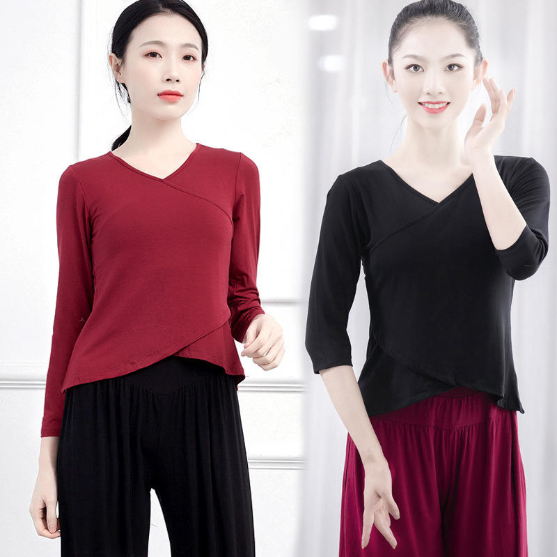 Dance practice clothes for women modern classical jazz square ethnic adult teacher art exam body yoga slimming top